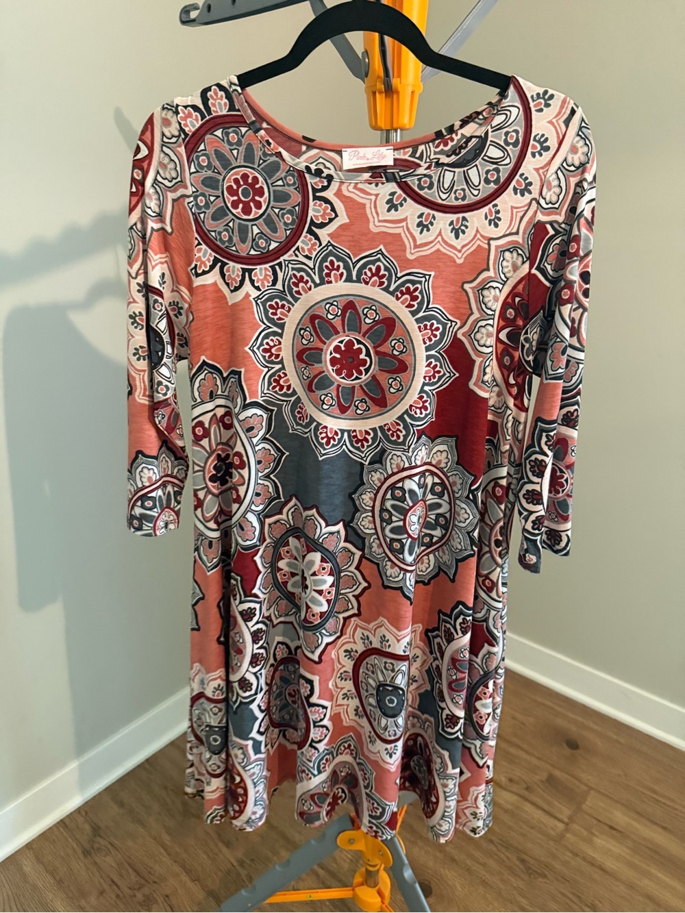 Peach Floral Medallion Dress